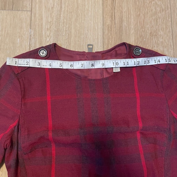 Burberry Brit Dress 6 Red Plaid Pencil Sheath Trench Wool Novacheck Nova Zip - Picture 15 of 15
